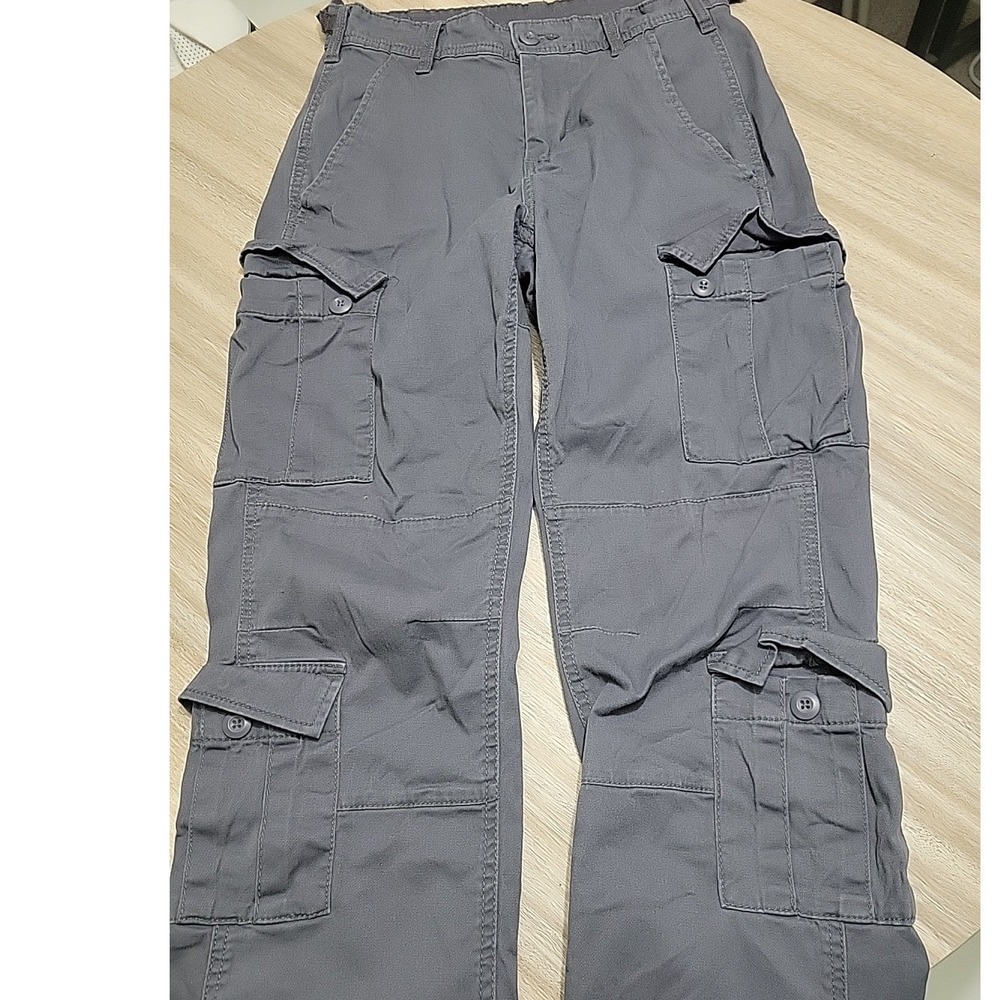 No Boundaries Grey Cargo Pants Womens 26x30 Straight Leg Utility Trousers NM3101